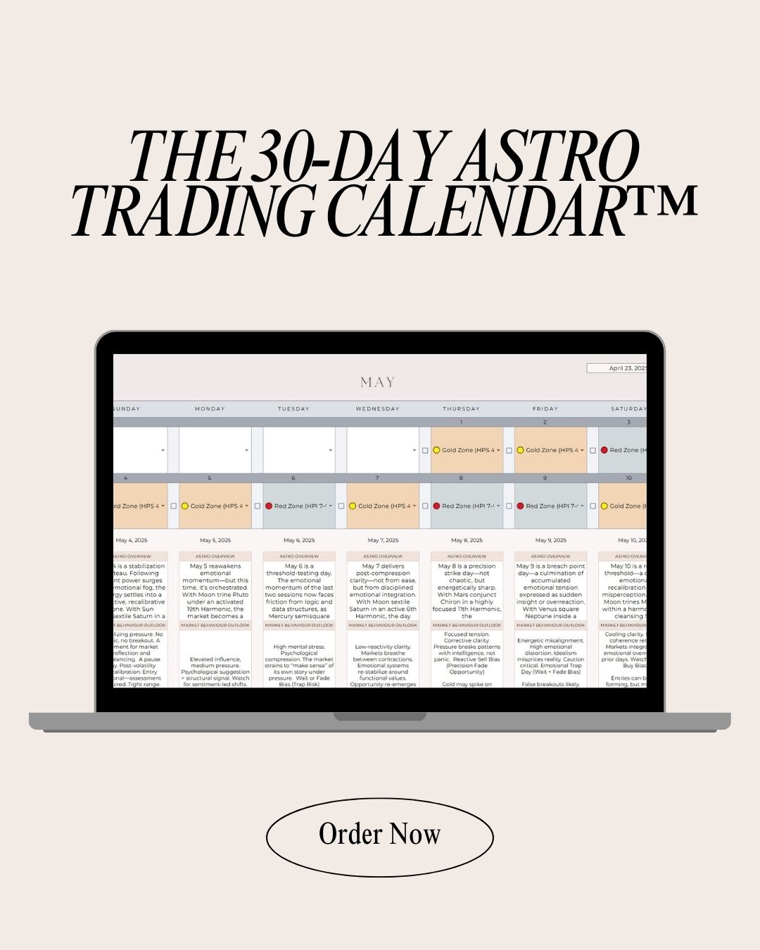 30-Day Astro Trading Calendar™ – Harmonic Market Timing System